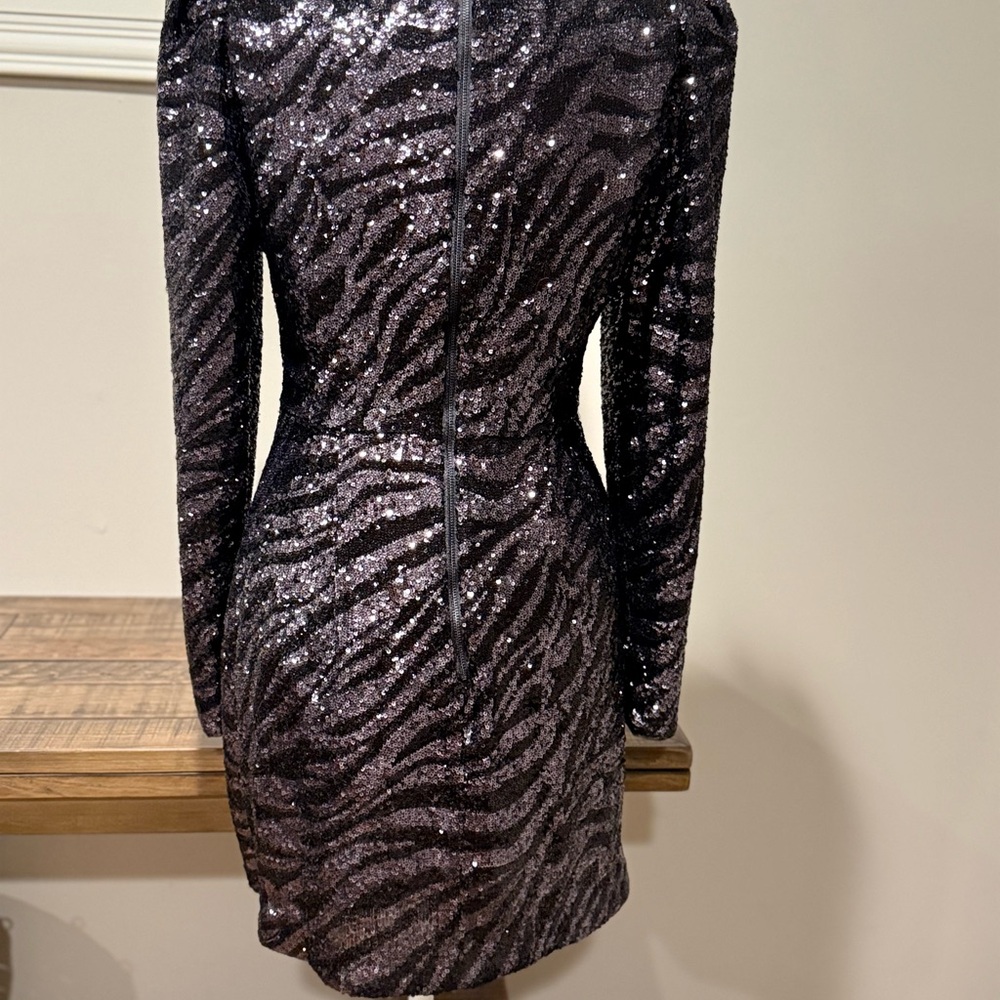 NWOT Parker Black Sequin Long Sleeve Dress - Picture 5 of 7